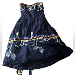 Adorable Anthropologie nautical strapless dress, size 2